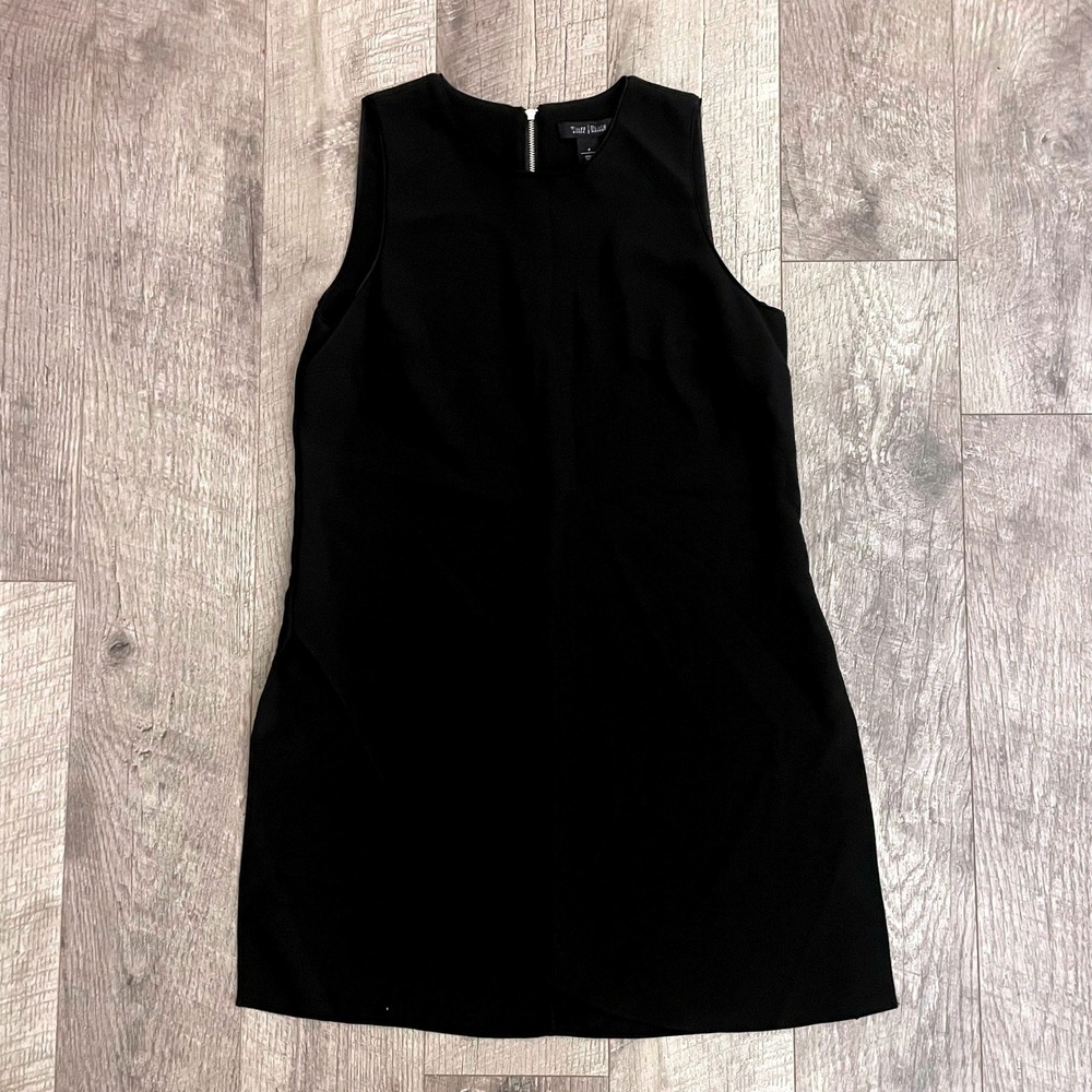 White House Black Market Black Sleeveless Tulip Hem Shift Dress Size 4 LBD